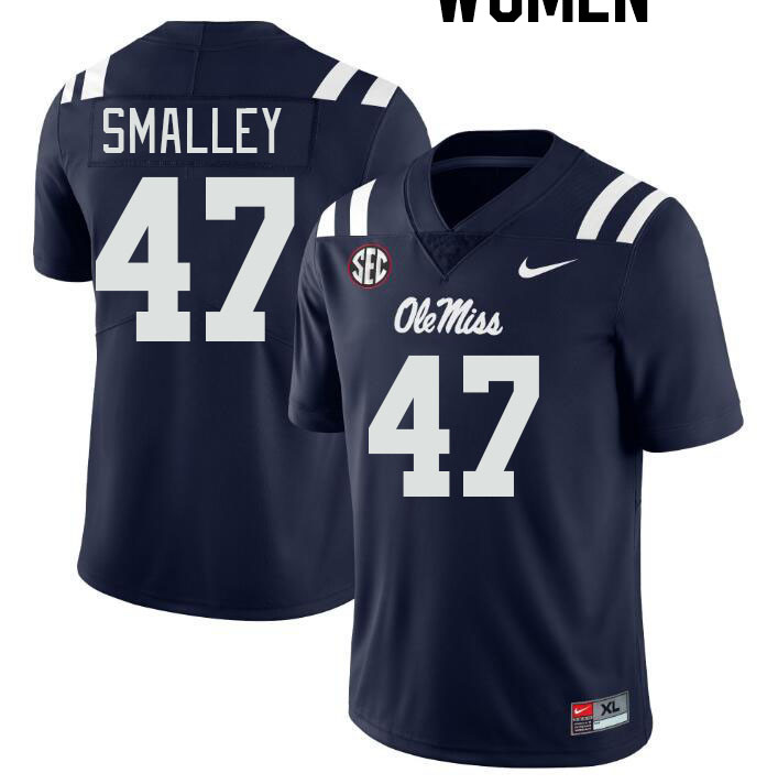 Women #47 Wyatt Smalley Ole Miss Rebels College Football Jerseyes Stitched Sale-Navy